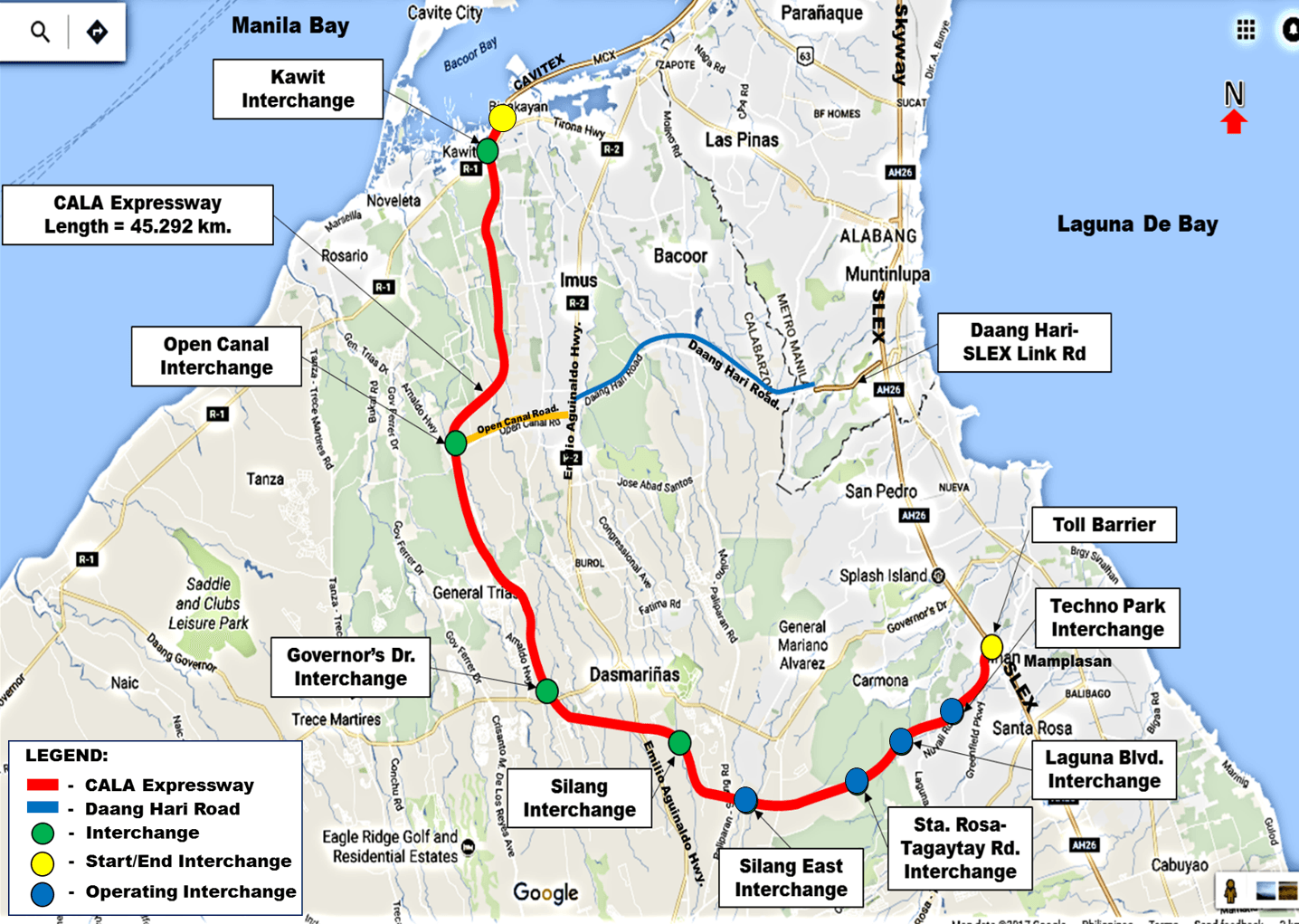 CALAX map, DPWH