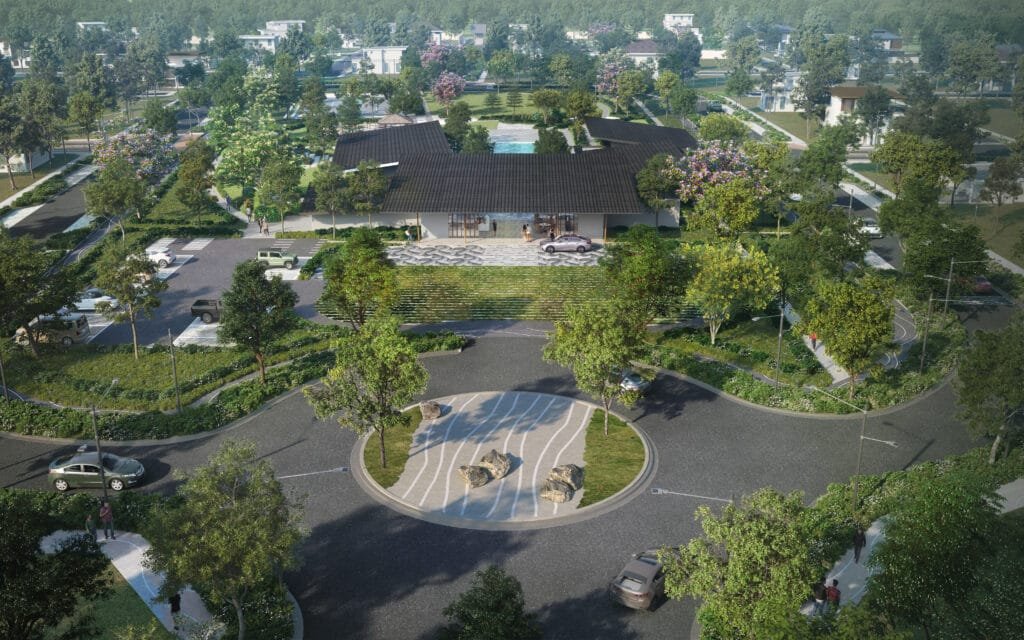 Clubhouse Drop Off Aerial View